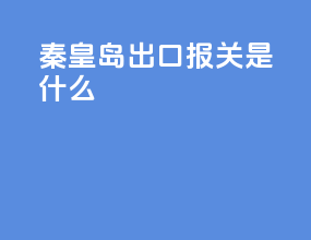 秦皇岛出口报关是什么