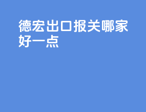 德宏出口报关哪家好一点