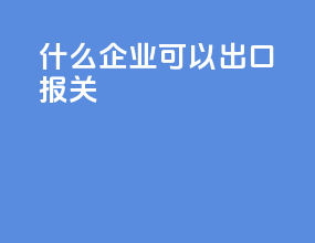 什么企业可以出口报关