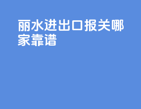 丽水进出口报关哪家靠谱