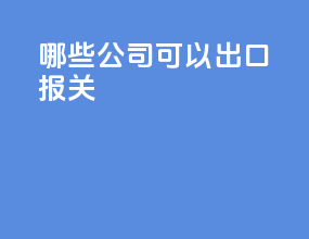哪些公司可以出口报关
