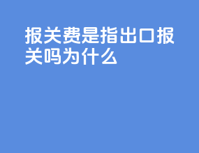 报关费是指出口报关吗为什么