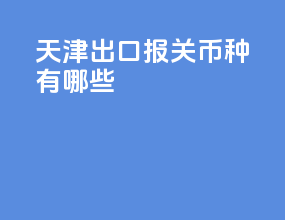 天津出口报关币种有哪些