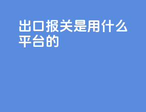 出口报关是用什么平台的