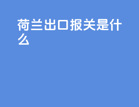 荷兰出口报关是什么