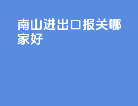 南山进出口报关哪家好