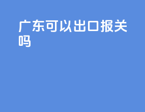 广东可以出口报关吗