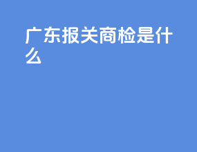 广东报关商检是什么