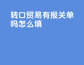转口贸易有报关单吗怎么填