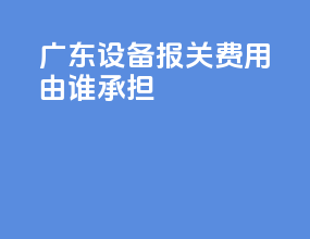 广东设备报关费用由谁承担