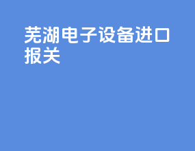 芜湖电子设备进口报关