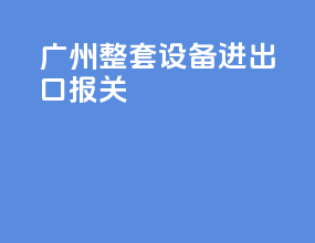 广州整套设备进出口报关