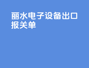 丽水电子设备出口报关单