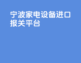 宁波家电设备进口报关平台