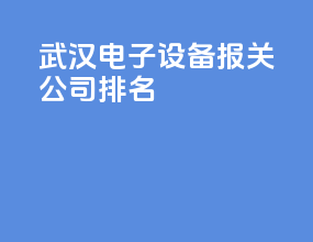 武汉电子设备报关公司排名
