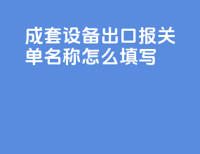 成套设备出口报关单名称怎么填写