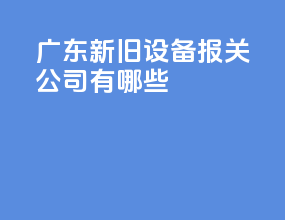 广东新旧设备报关公司有哪些