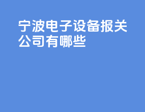 宁波电子设备报关公司有哪些