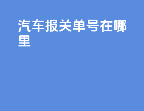 汽车报关单号在哪里