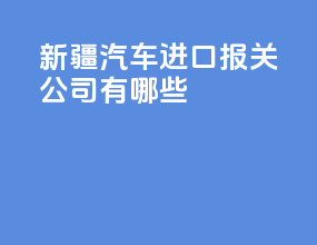 新疆汽车进口报关公司有哪些