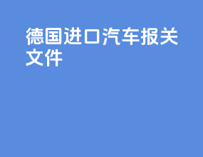 德国进口汽车 报关文件