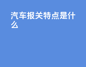 汽车报关特点是什么