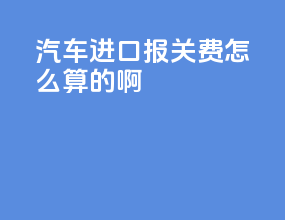 汽车进口报关费怎么算的啊
