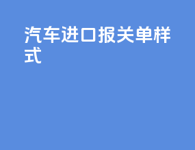 汽车进口报关单样式