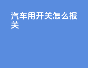 汽车用开关怎么报关