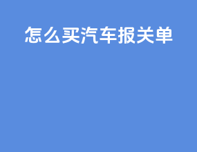 怎么买汽车报关单