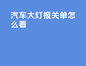 汽车大灯报关单怎么看