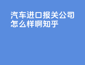 汽车进口报关公司怎么样啊知乎