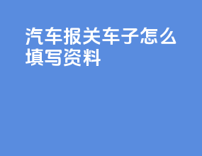 汽车报关车子怎么填写资料