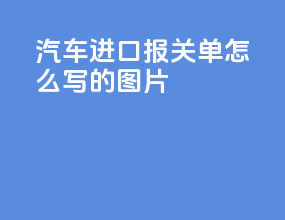 汽车进口报关单怎么写的图片
