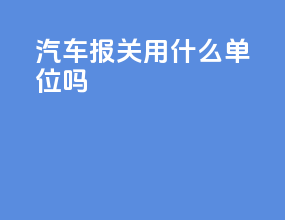 汽车报关用什么单位吗