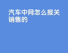 汽车中网怎么报关销售的