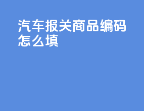汽车报关商品编码怎么填