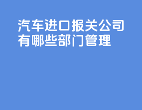 汽车进口报关公司有哪些部门管理