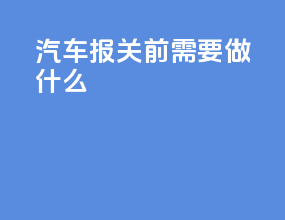 汽车报关前需要做什么