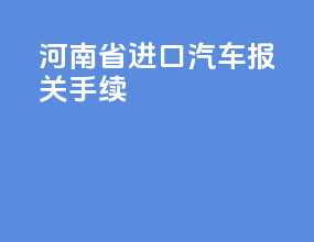 河南省进口汽车报关手续