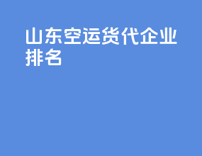 山东空运货代企业排名
