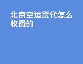 北京空运货代怎么收费的