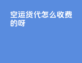 空运货代怎么收费的呀