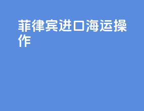 菲律宾进口海运操作