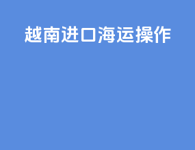 越南进口海运操作