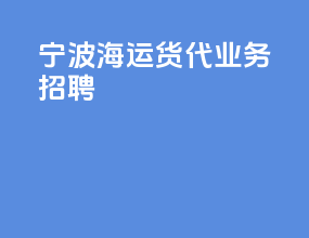 宁波海运货代业务招聘
