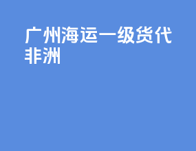 广州海运一级货代非洲