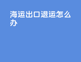 海运出口退运怎么办