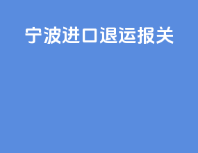 宁波进口退运报关