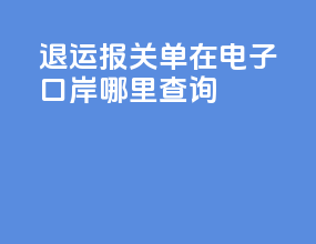 退运报关单在电子口岸哪里查询